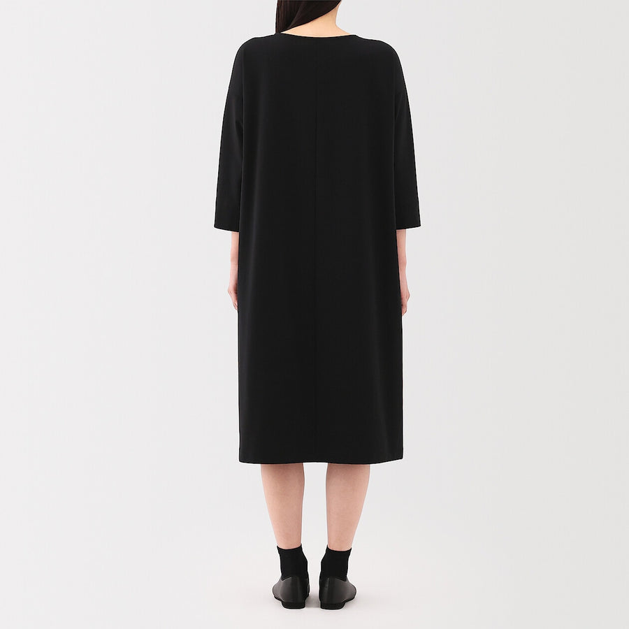 W's Double knitted 3/4 sleeve dress Charcoal greyXS