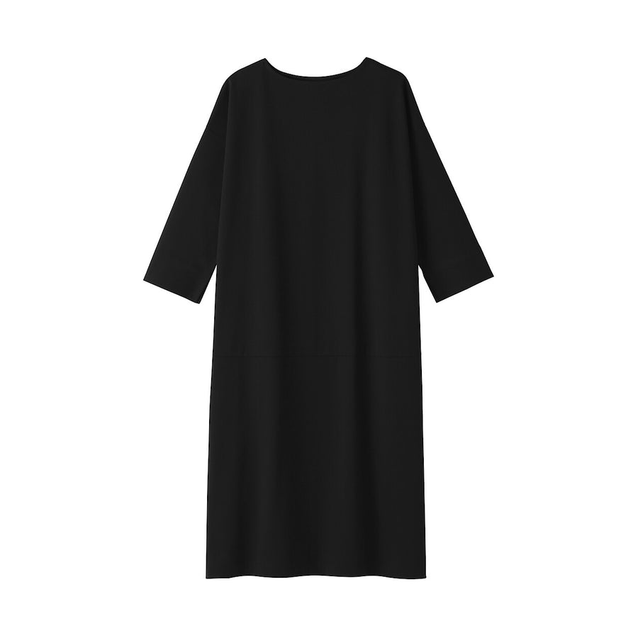 W's Double knitted 3/4 sleeve dress Charcoal greyXS