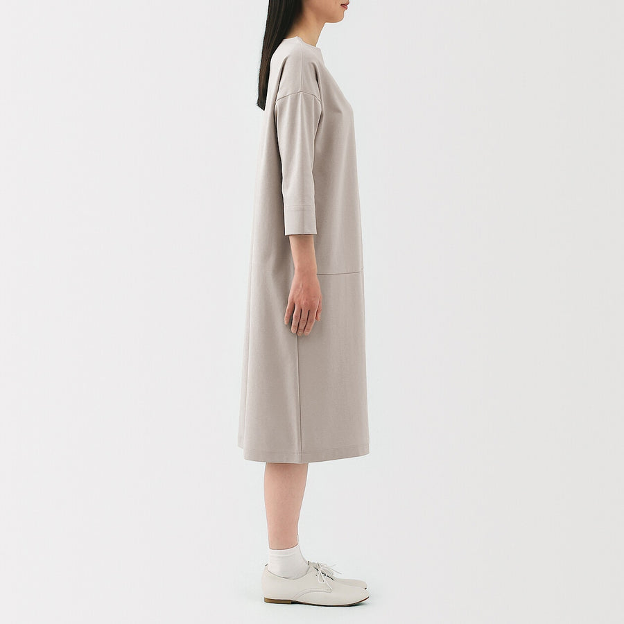 W's Double knitted 3/4 sleeve dress Charcoal greyXS