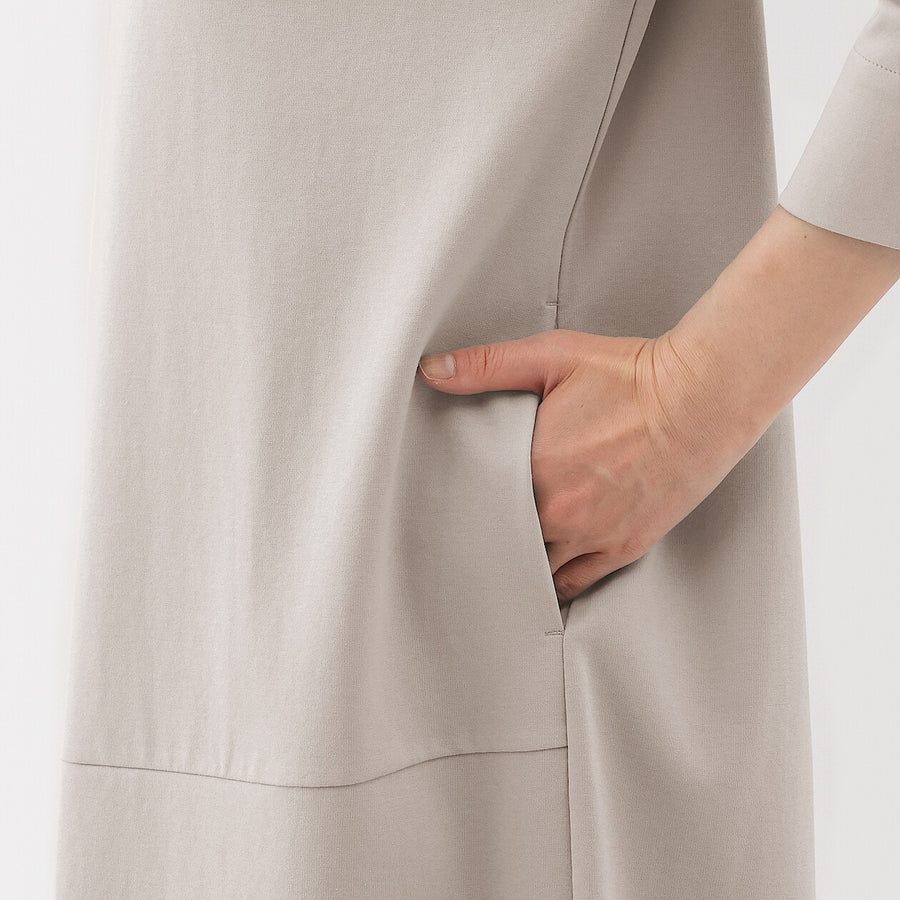 W's Double knitted 3/4 sleeve dress Charcoal greyXS