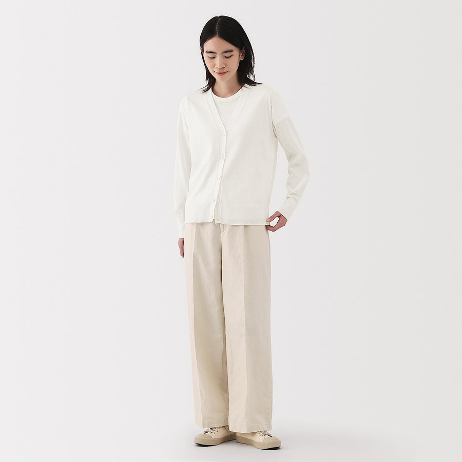 W's Light knit V neck cardigan WhiteXS