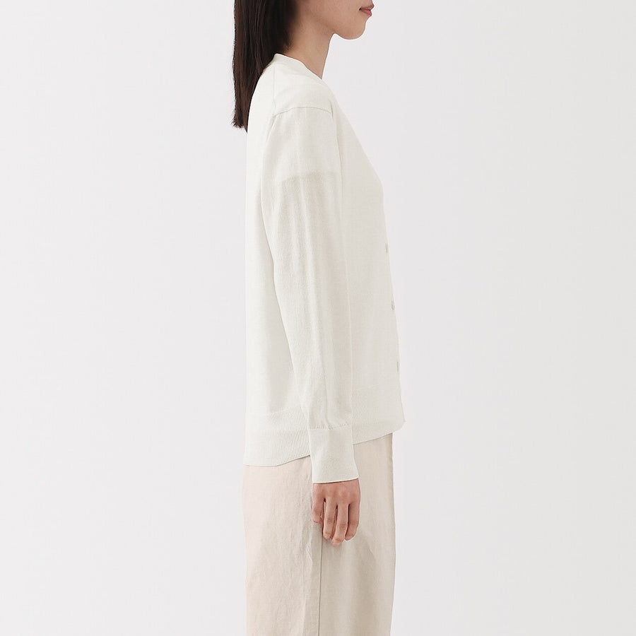 W's Light knit V neck cardigan WhiteXS