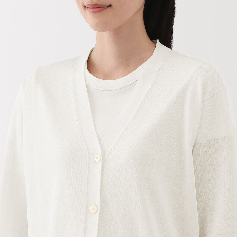 W's Light knit V neck cardigan WhiteXS