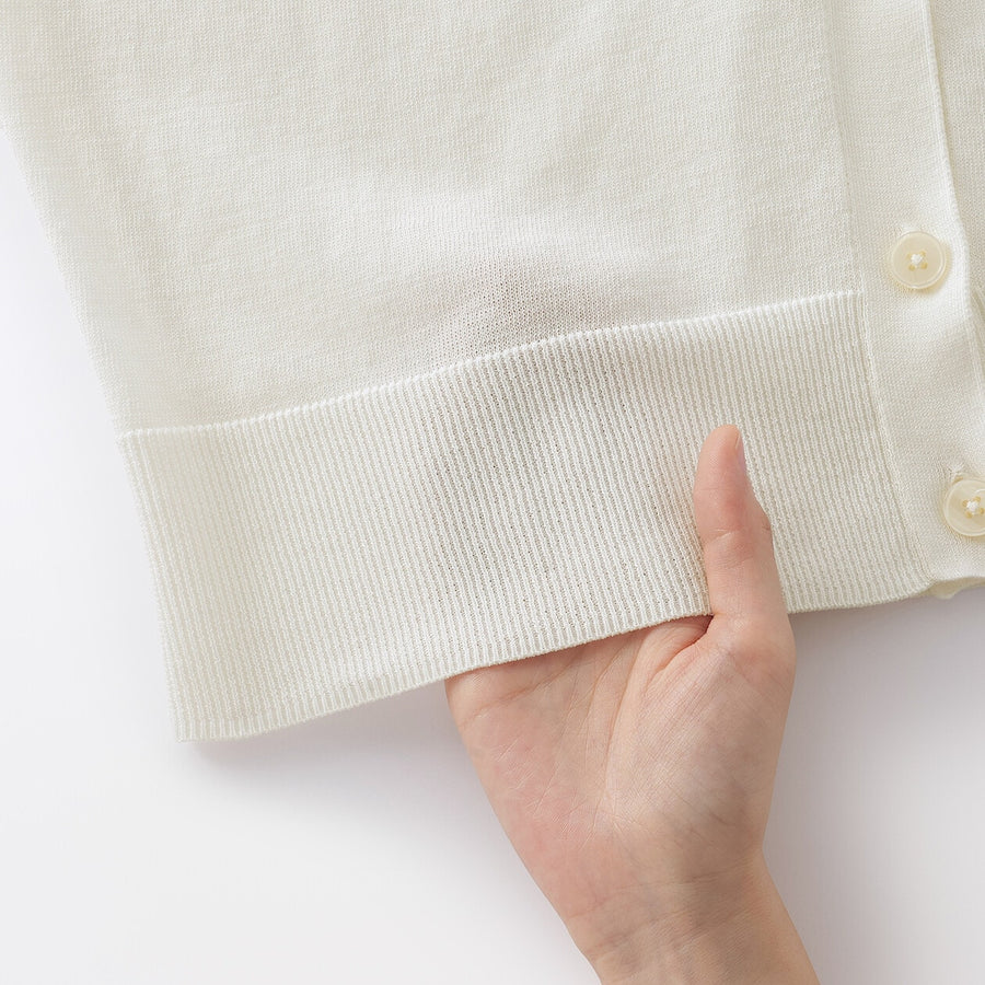 W's Light knit V neck cardigan WhiteXS
