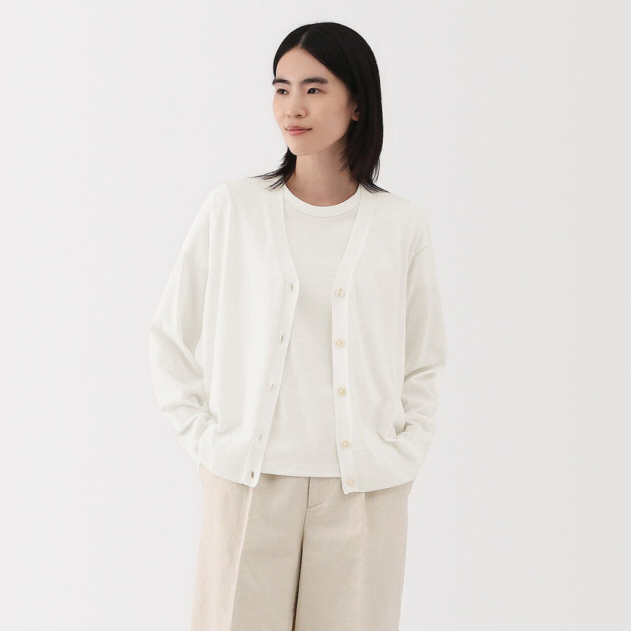 W's Light knit V neck cardigan WhiteXS