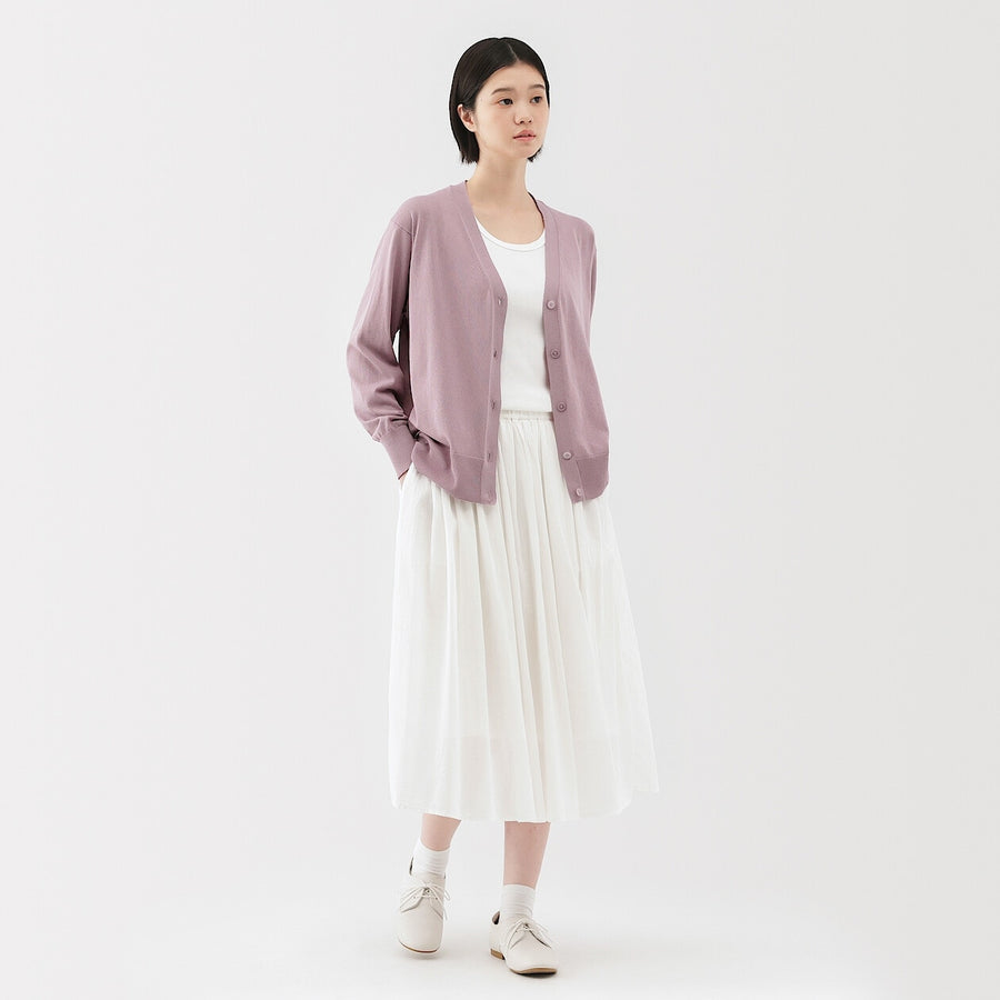 W's Light knit V neck cardigan WhiteXS