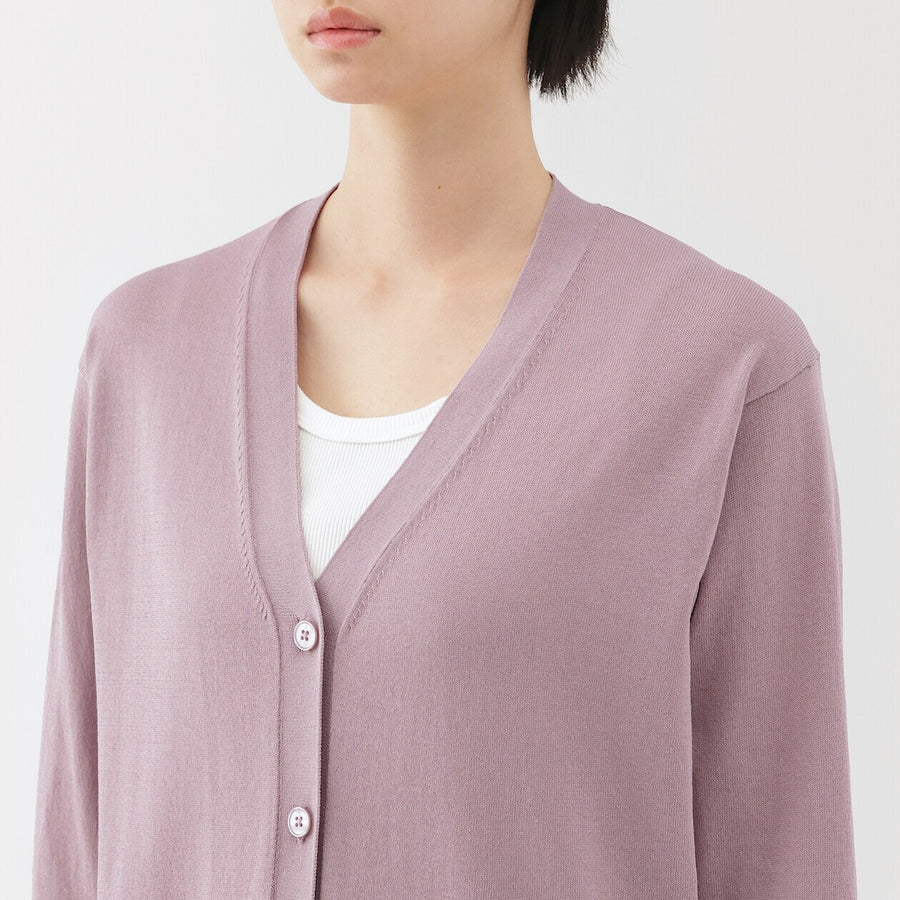 W's Light knit V neck cardigan WhiteXS