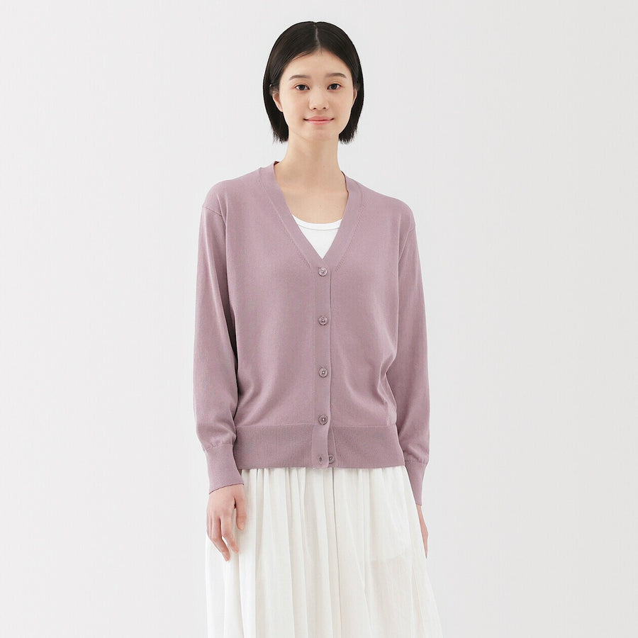 W's Light knit V neck cardigan WhiteXS