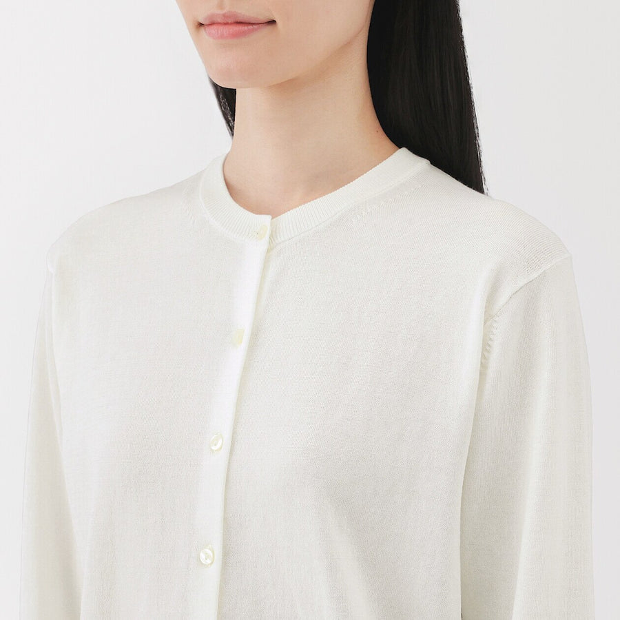 W's UVprotection hightwisted yarn crewneck cardiganOff whtXS