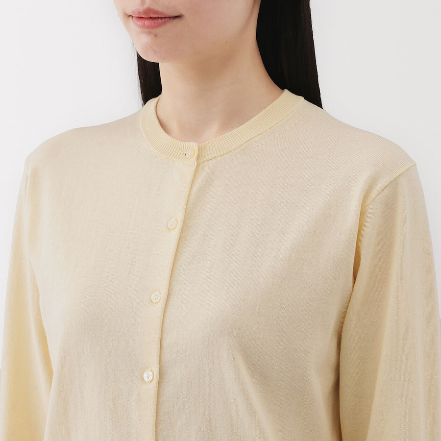W's UVprotection hightwisted yarn crewneck cardiganOff whtXS