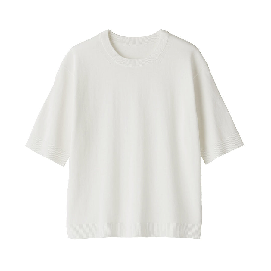 W's UVprotection hightwisted yarn half slv sweaterOff whtXS