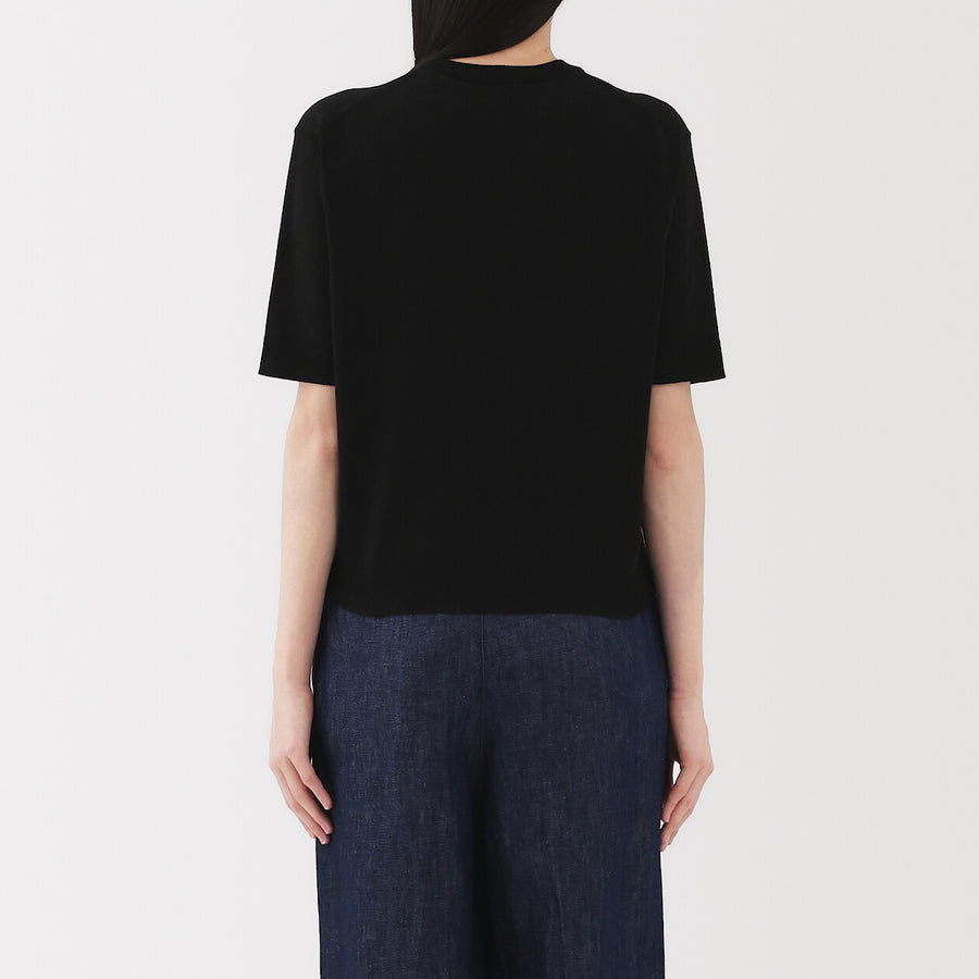 W's UVprotection hightwisted yarn half slv sweaterOff whtXS