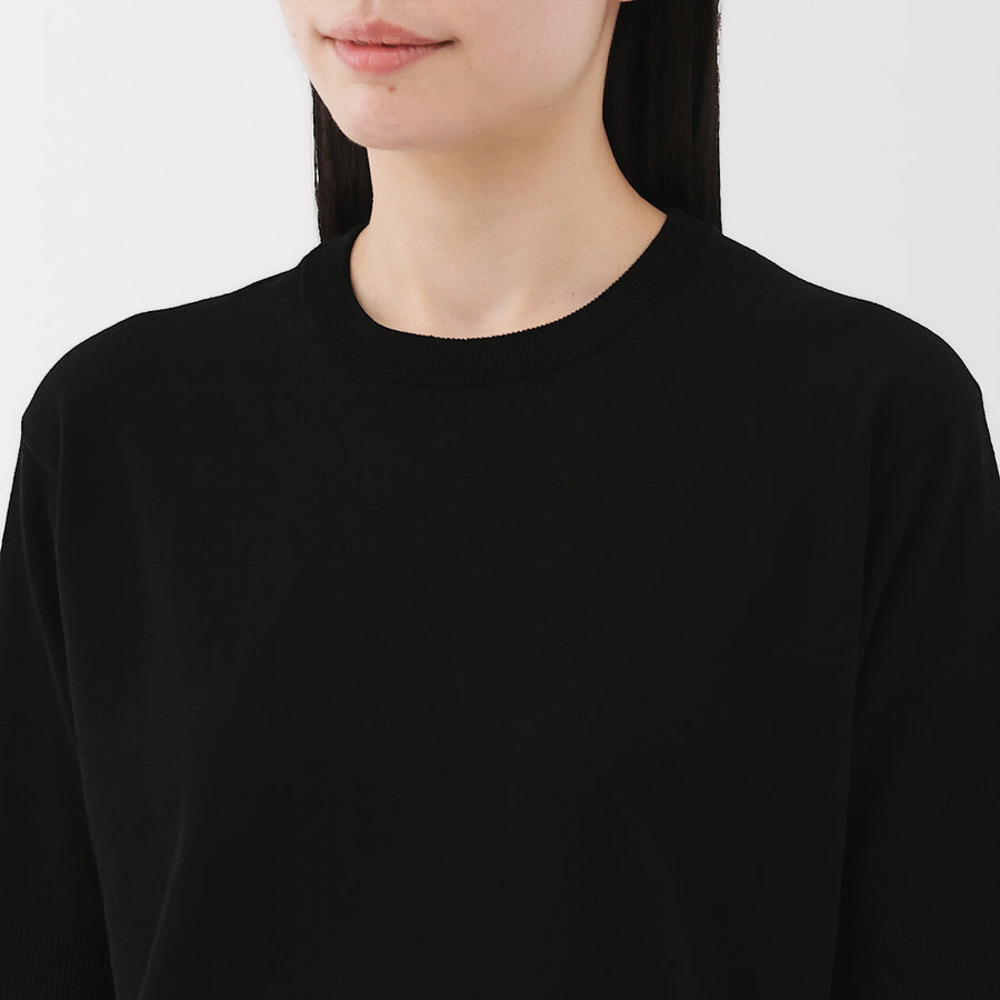 W's UVprotection hightwisted yarn half slv sweaterOff whtXS