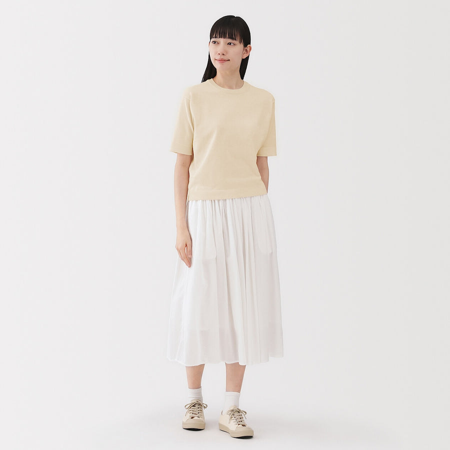 W's UVprotection hightwisted yarn half slv sweaterOff whtXS