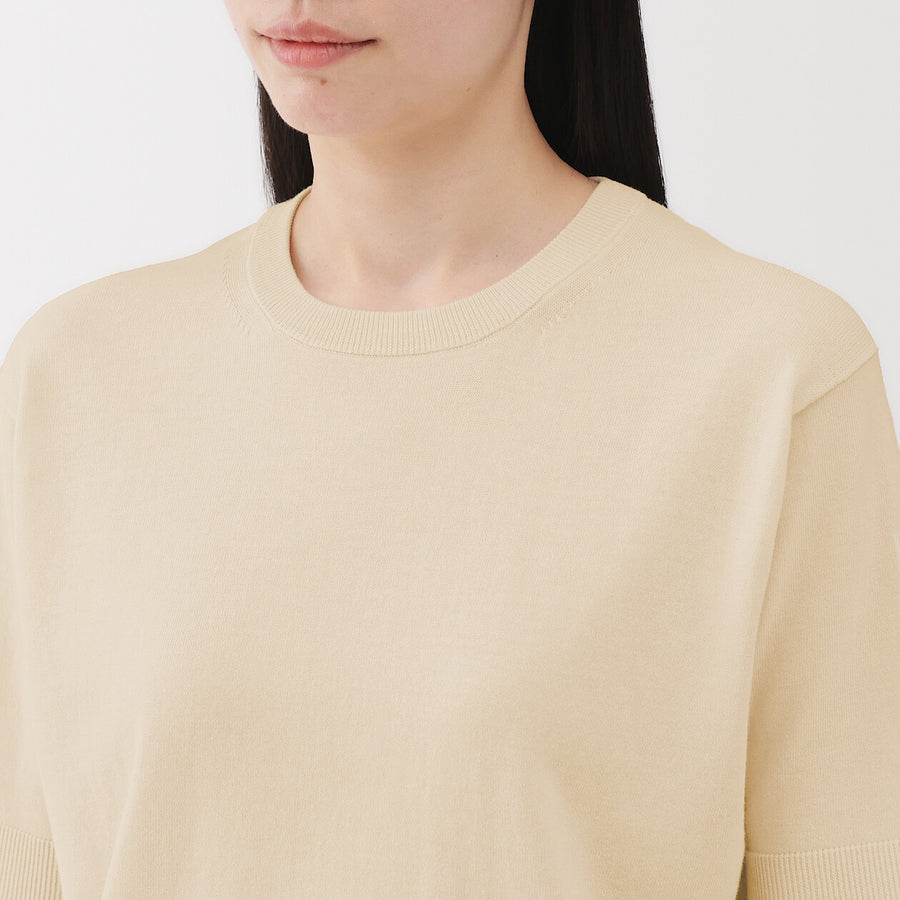 W's UVprotection hightwisted yarn half slv sweaterOff whtXS