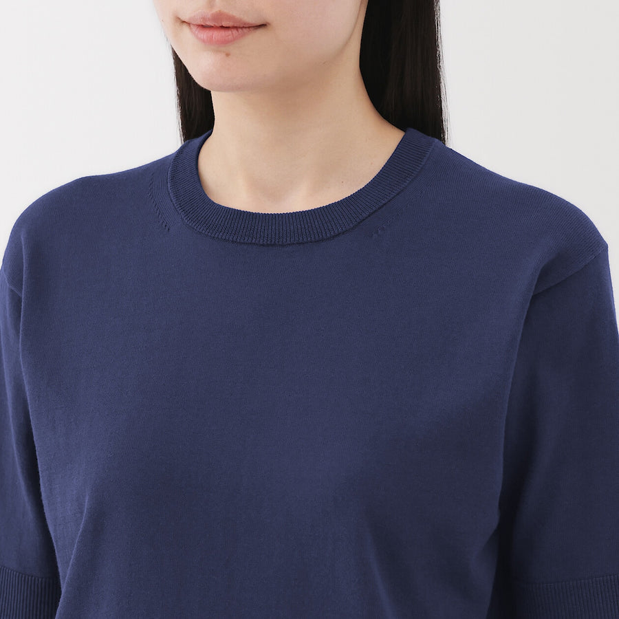 W's UVprotection hightwisted yarn half slv sweaterOff whtXS