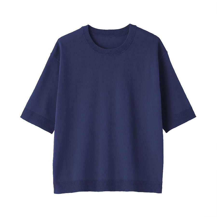 W's UVprotection hightwisted yarn half slv sweaterOff whtXS