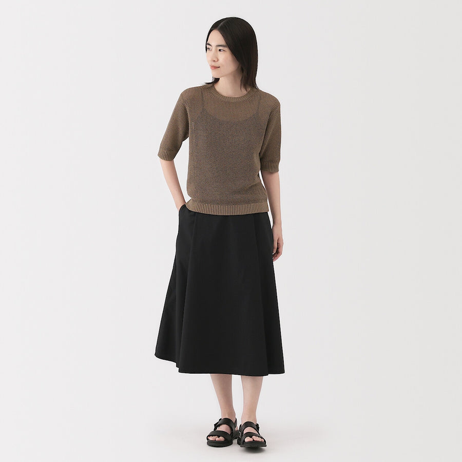 W's Linen blended mesh half sleeve sweater(OS) BlackXS