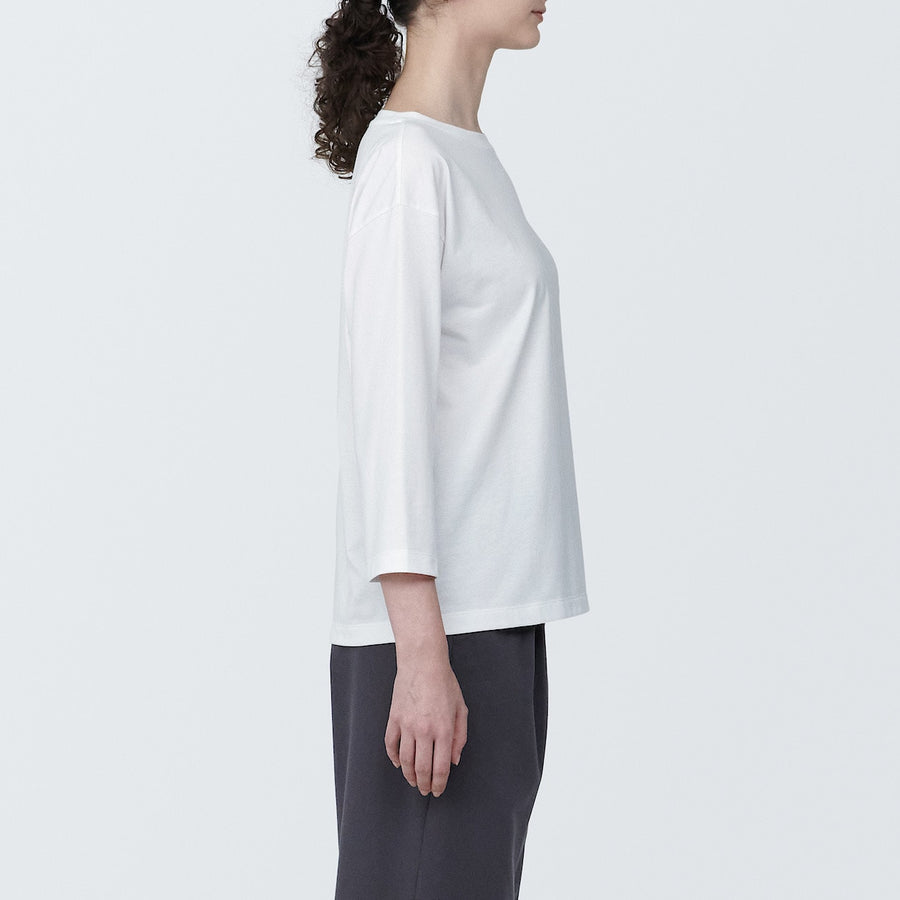 W's Jersey boat neck 3/4 sleeve T-shirt WhiteXS