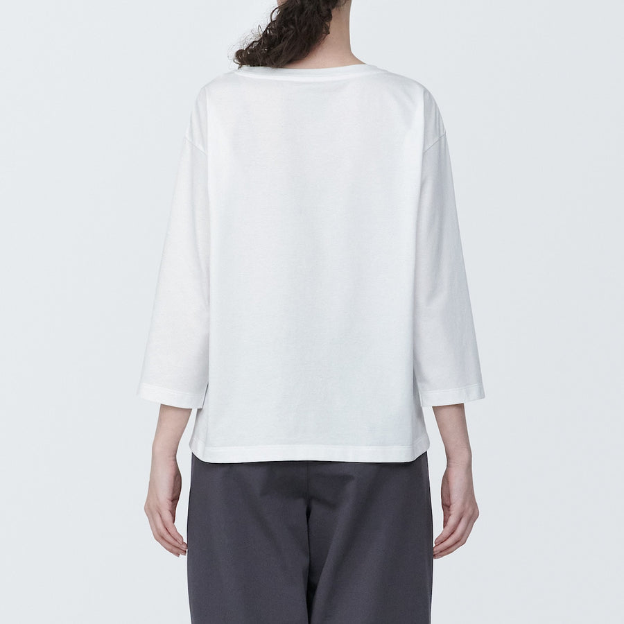 W's Jersey boat neck 3/4 sleeve T-shirt WhiteXS