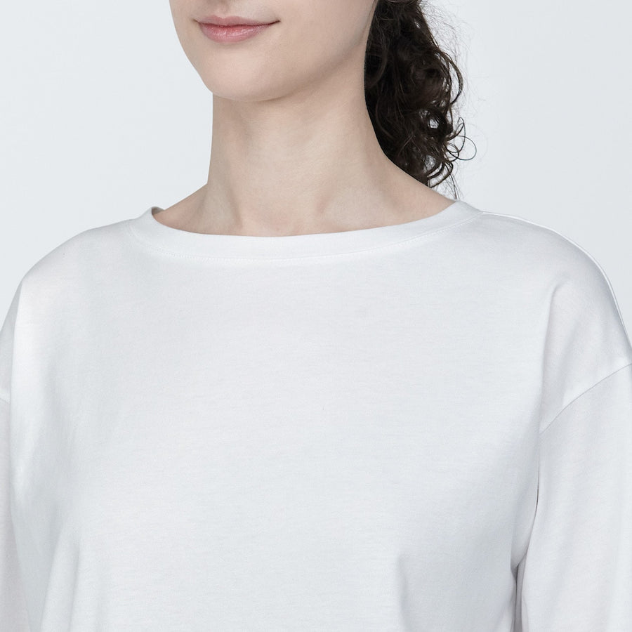 W's Jersey boat neck 3/4 sleeve T-shirt WhiteXS