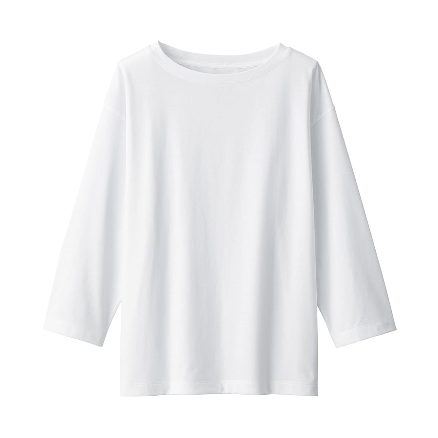 W's Jersey boat neck 3/4 sleeve T-shirt WhiteXS