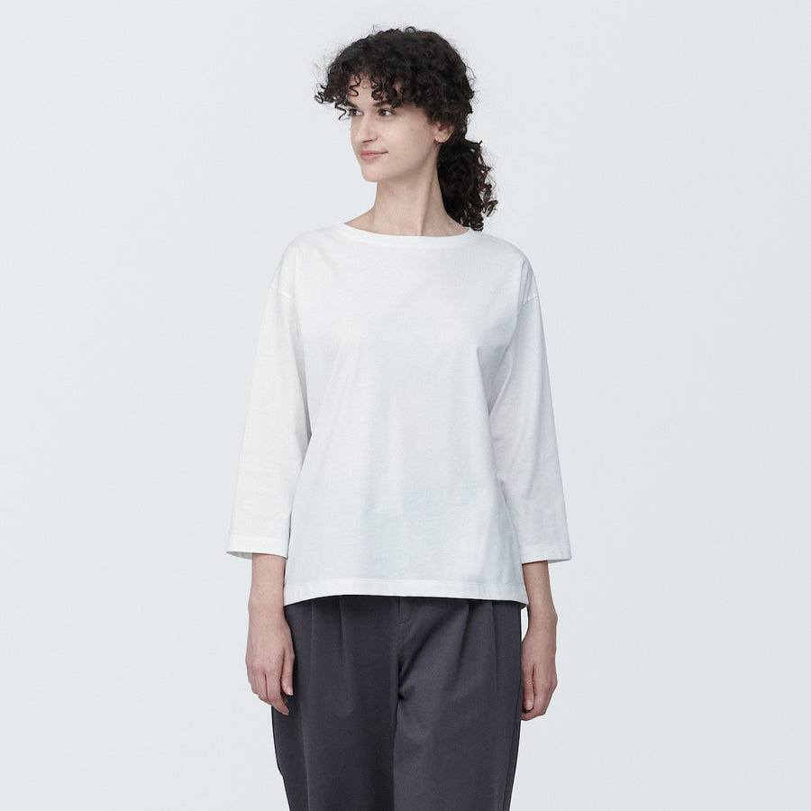 W's Jersey boat neck 3/4 sleeve T-shirt WhiteXS
