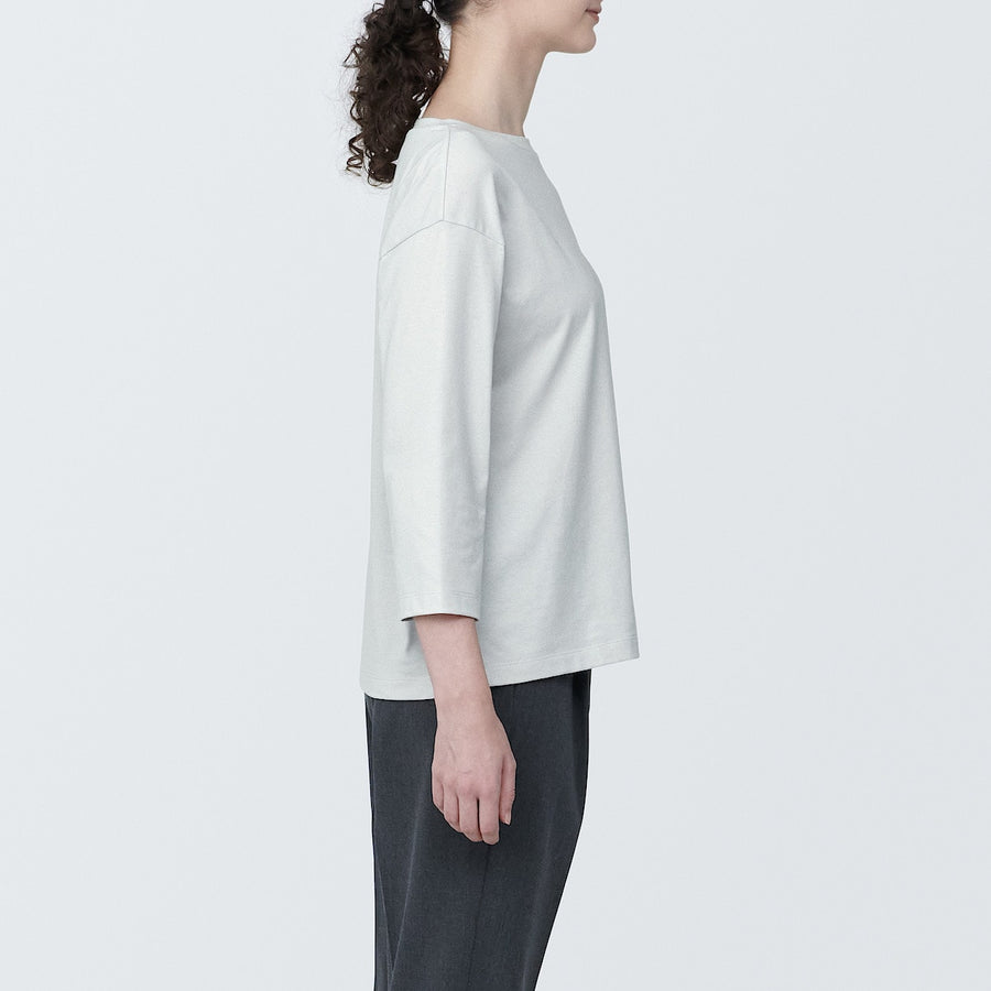 W's Jersey boat neck 3/4 sleeve T-shirt WhiteXS