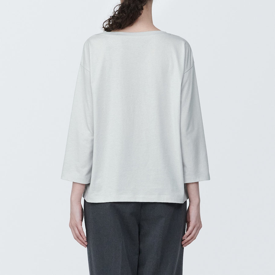 W's Jersey boat neck 3/4 sleeve T-shirt WhiteXS