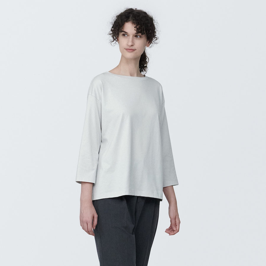 W's Jersey boat neck 3/4 sleeve T-shirt WhiteXS