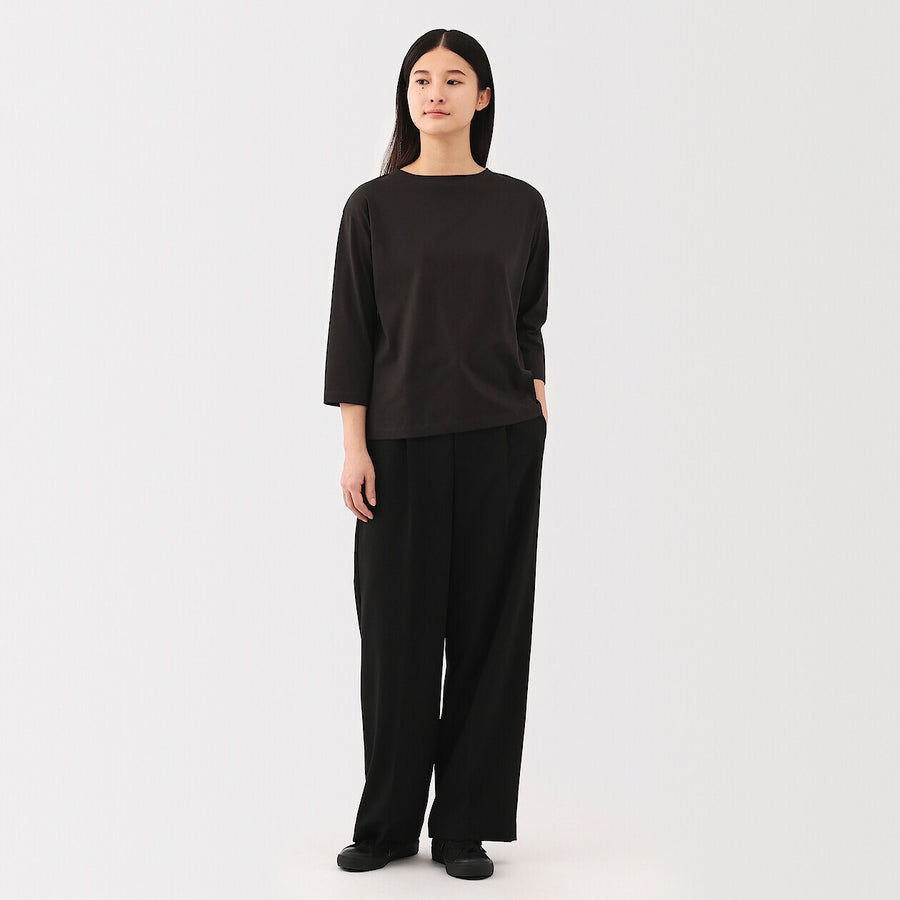 W's Jersey boat neck 3/4 sleeve T-shirt WhiteXS