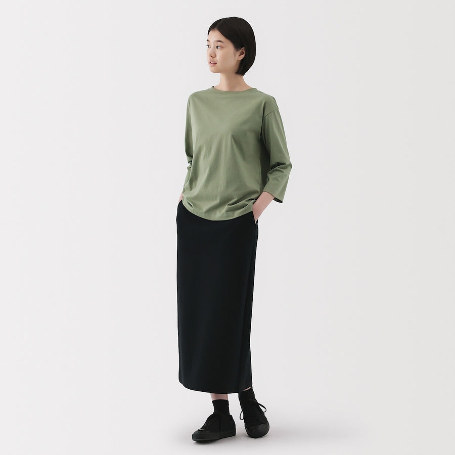 W's Jersey boat neck 3/4 sleeve T-shirt WhiteXS