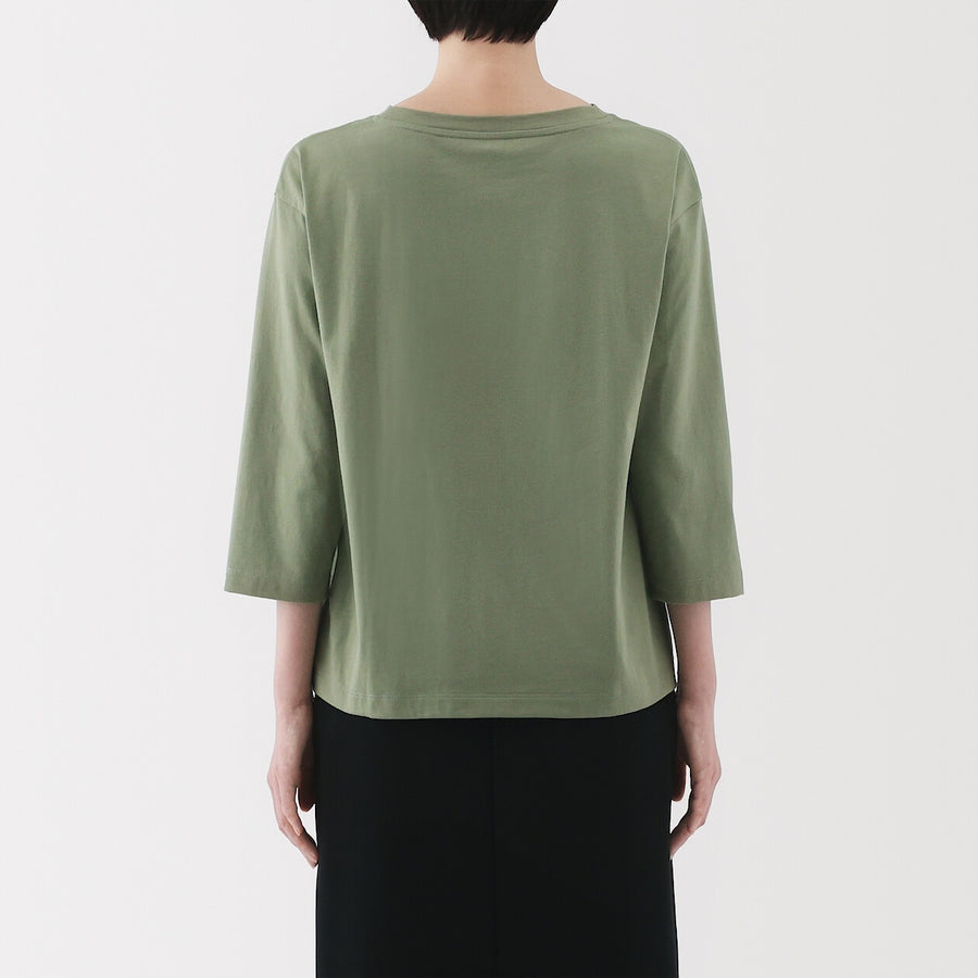 W's Jersey boat neck 3/4 sleeve T-shirt WhiteXS