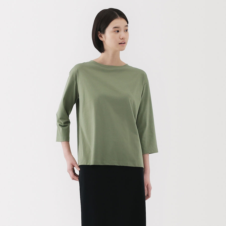W's Jersey boat neck 3/4 sleeve T-shirt WhiteXS