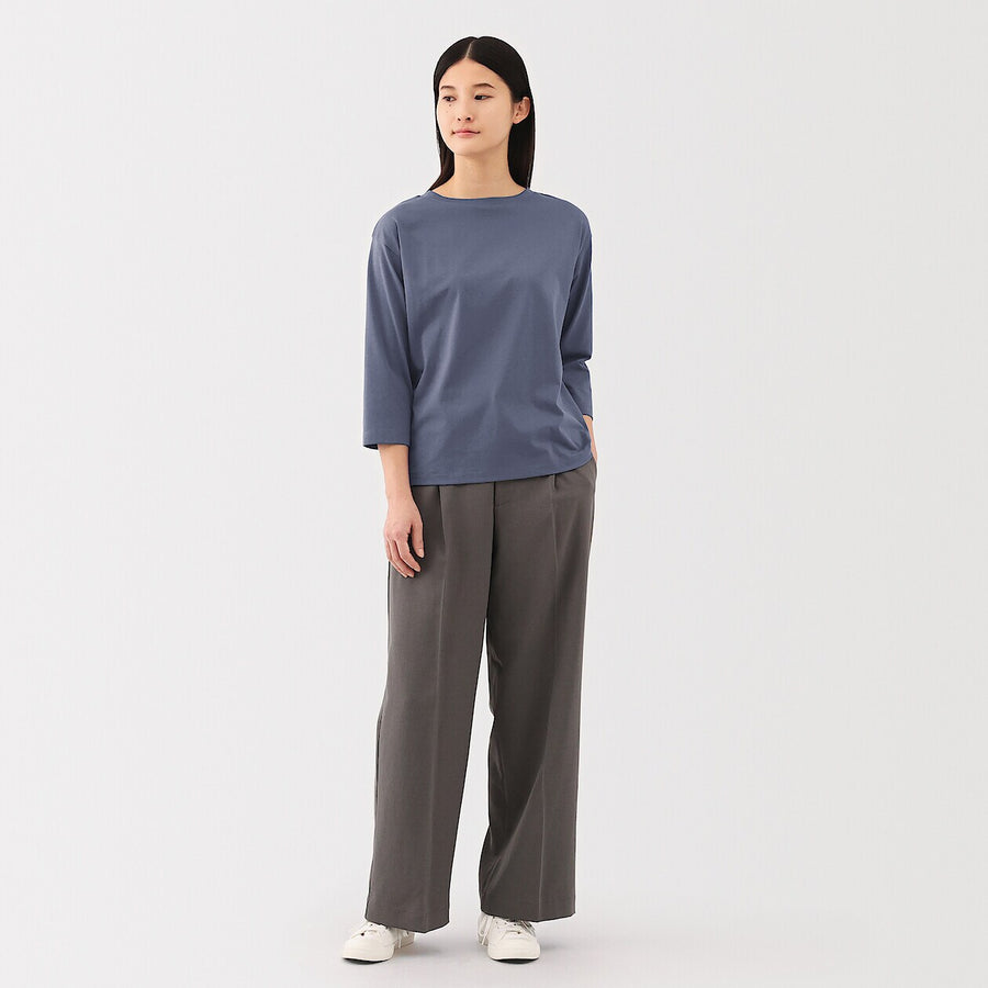 W's Jersey boat neck 3/4 sleeve T-shirt WhiteXS