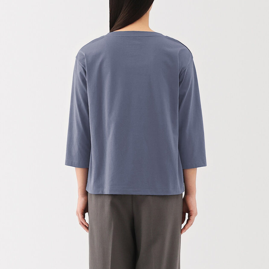 W's Jersey boat neck 3/4 sleeve T-shirt WhiteXS