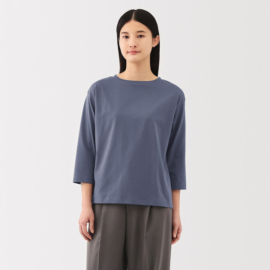 W's Jersey boat neck 3/4 sleeve T-shirt WhiteXS