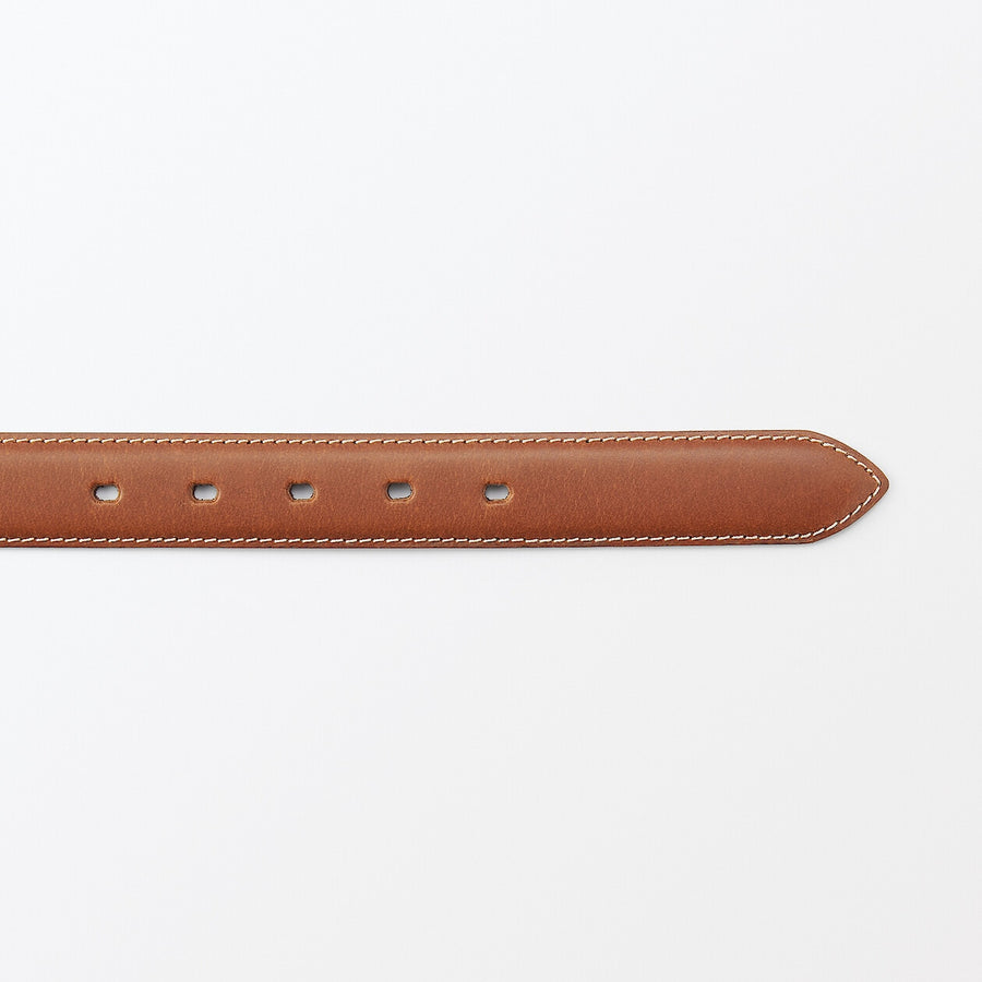 Vegetable tanned leather adjustable belt medstitchBlack