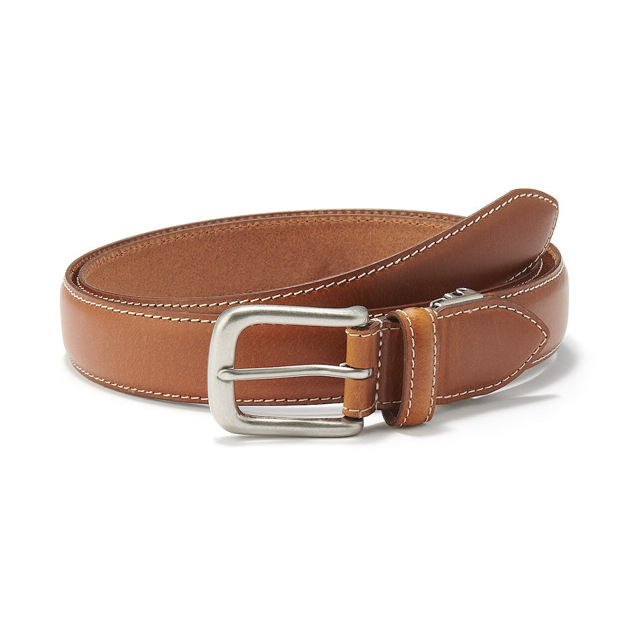 Vegetable tanned leather adjustable belt medstitchBlack