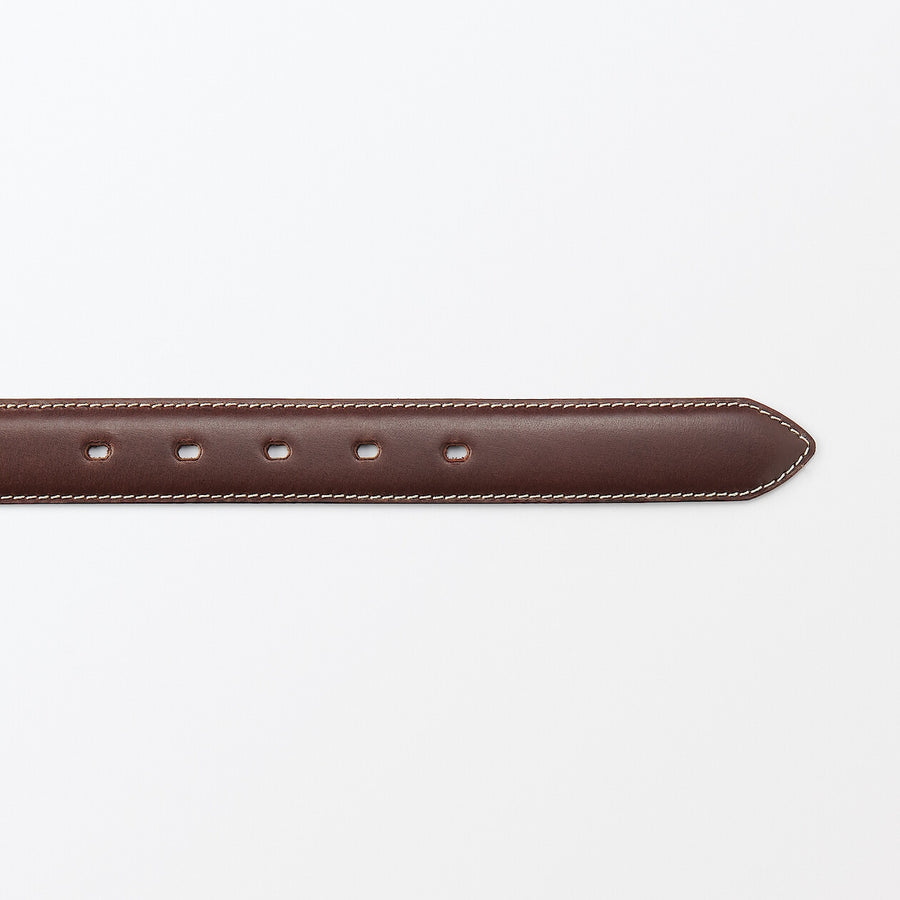 Vegetable tanned leather adjustable belt medstitchBlack