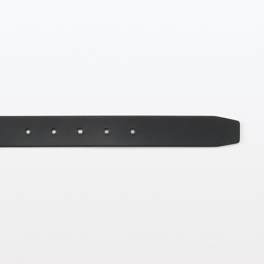 Vegetable tanned leather adjustable belt medstitchBlack