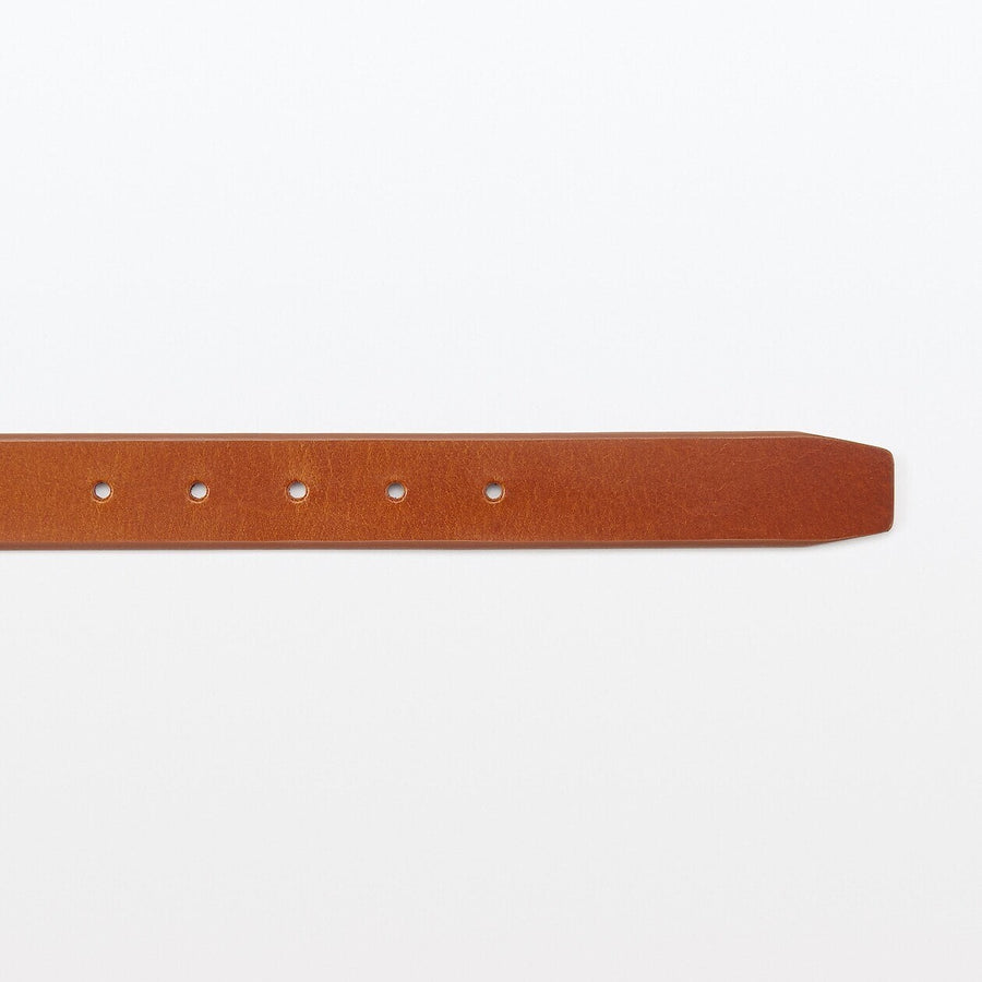 Vegetable tanned leather adjustable belt medstitchBlack
