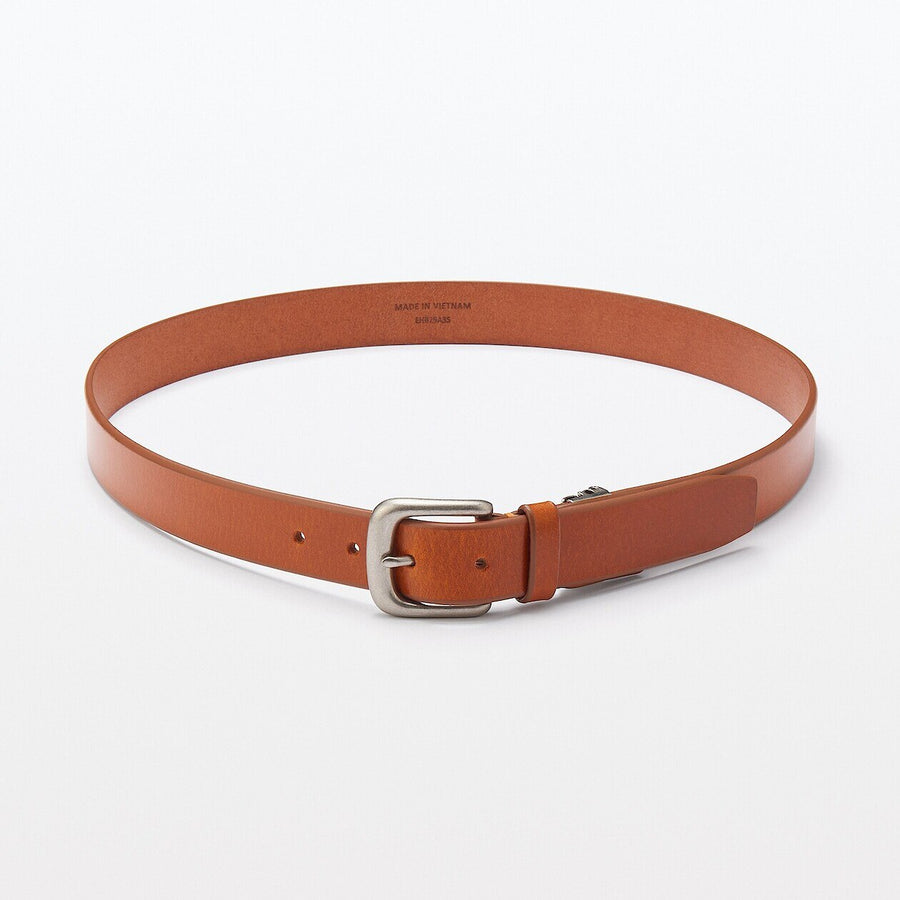 Vegetable tanned leather adjustable belt medstitchBlack