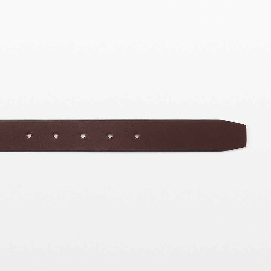 Vegetable tanned leather adjustable belt medstitchBlack