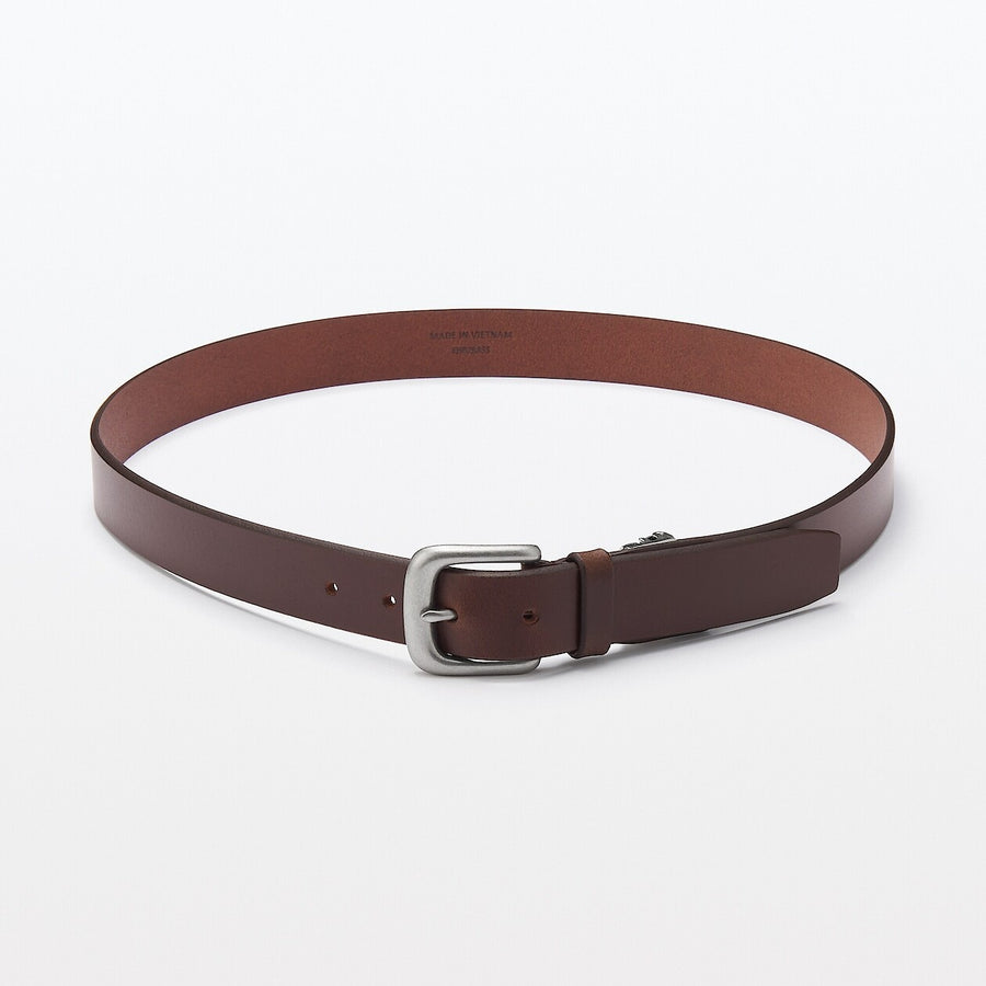 Vegetable tanned leather adjustable belt medstitchBlack