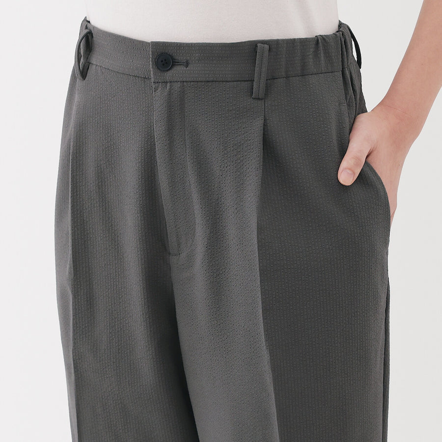 W's Breathable seersucker tapered pants Dark greyXS