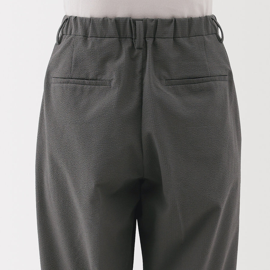 W's Breathable seersucker tapered pants Dark greyXS