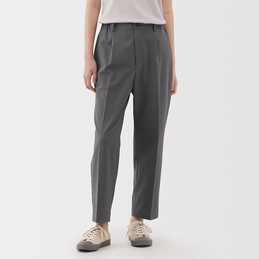 W's Breathable seersucker tapered pants Dark greyXS