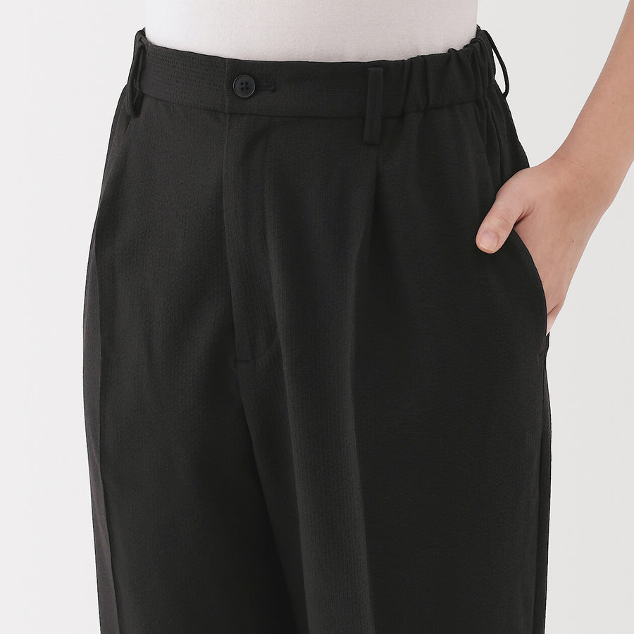 W's Breathable seersucker tapered pants Dark greyXS