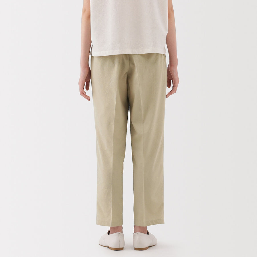 W's Breathable seersucker tapered pants Dark greyXS